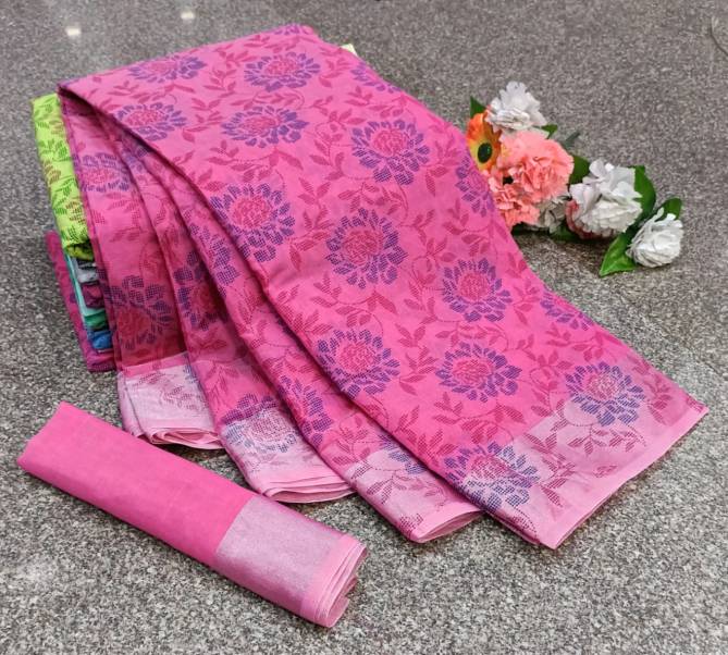 Linen Cl Rose New Printed Cotton Casual Wear Saree Collection